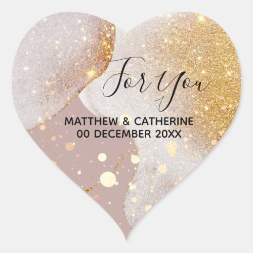 Glitter pearl shimmer gold foil sparkle heart sticker