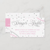 Glitter & Pearls Diaper Raffle Ticket, Pink Gray Business Card (Front/Back)