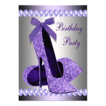 Glitter Pearls Purple High Heels Shoes Birthday 5.25x5.25 Square Paper ...