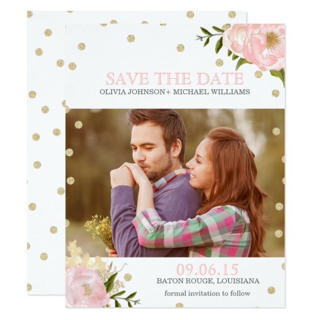Glitter Peony Save The Date Announcements