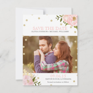 Glitter Peony Save the Date Announcements