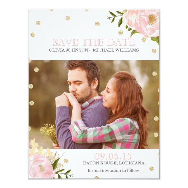 Glitter Peony Save The Date Announcements