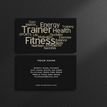 Glitter Personal Trainer Business Card by istanbuldesign at Zazzle