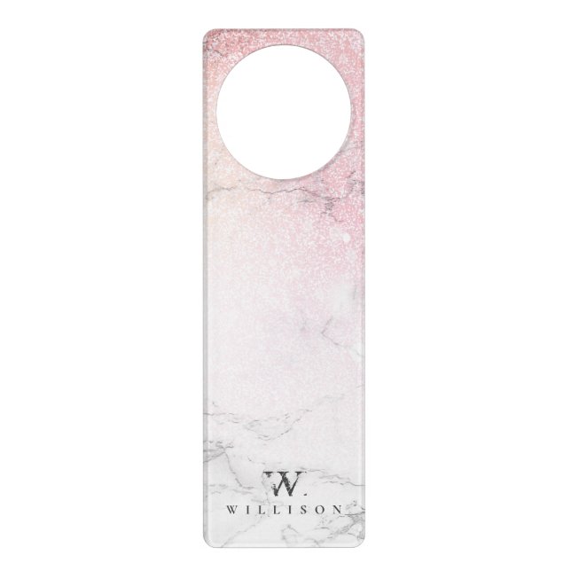 Glitter Personalized Marble design Door Hanger (Front)