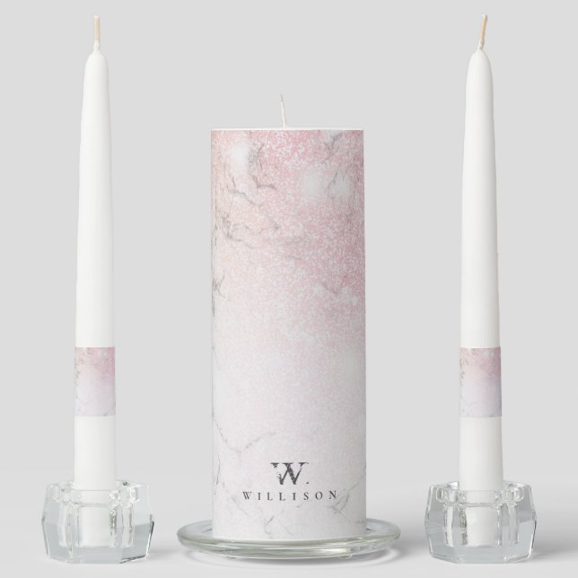 Glitter Personalized Marble Unity Candle Set (Front)