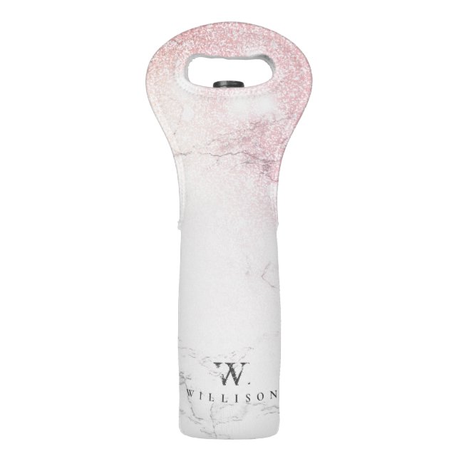 Glitter Personalized Marble Wine Bag (Front)