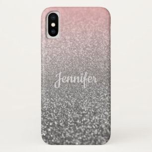 Glitter Personalized shiny sequin sparkle pink sil iPhone X Case