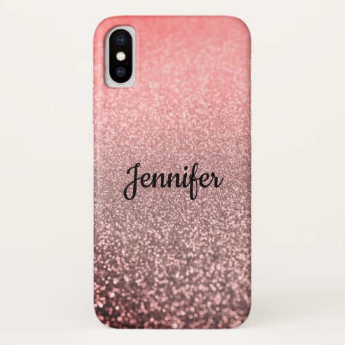 Glitter Personalized shiny sequin sparkle pink sil iPhone X Case