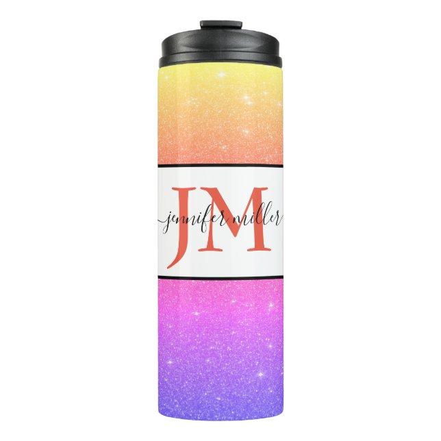glitter personalized  thermal tumbler (Front)