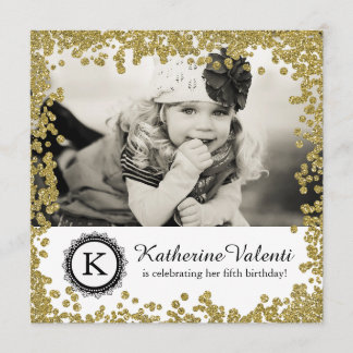Glitter Photo Birthday Party Invitation