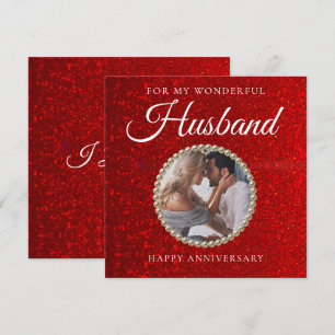 Glitter Photo Husband Wedding Anniversary Card