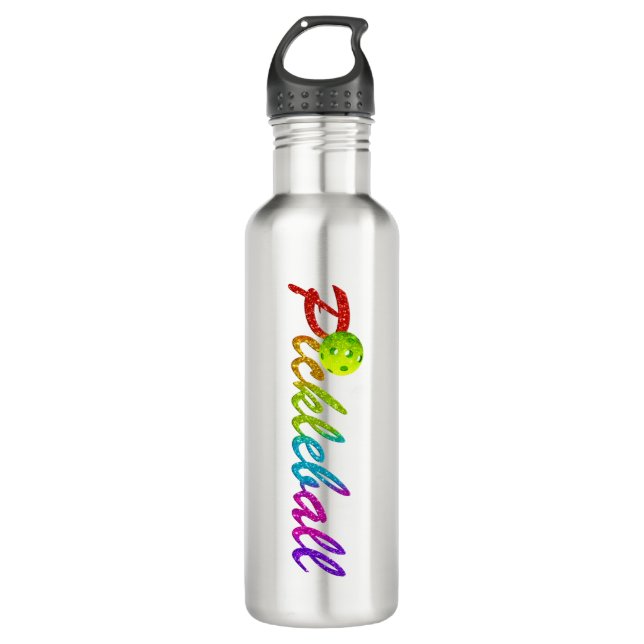 Glitter Pickleball Logo Stainless Steel Water Bottle (Front)