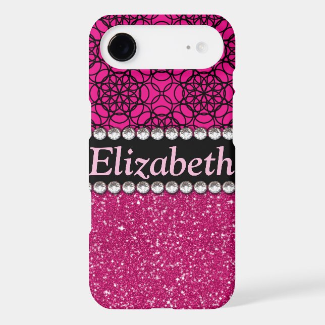 Glitter Pink and Black Pattern Rhinestones Case-Mate Samsung Galaxy Case (Back)