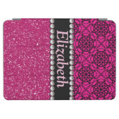 Glitter Pink and Black Pattern Rhinestones iPad Air Cover (Horizontal)