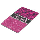Glitter Pink and Black Pattern Rhinestones iPad Air Cover (Side)