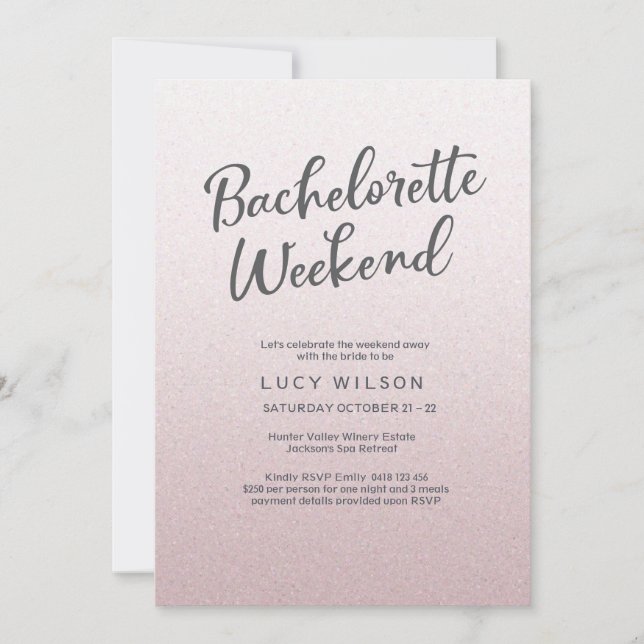 Glitter Pink Bachelorette Weekend Invitation (Front)