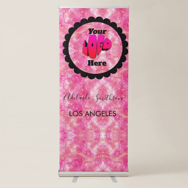 glitter pink background retractable banner (Front)