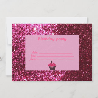 Glitter Pink Birthday Invitations