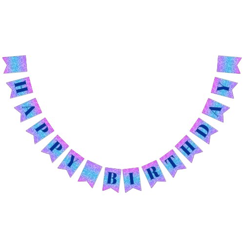 Glitter pink blue Happy Birthday Banner