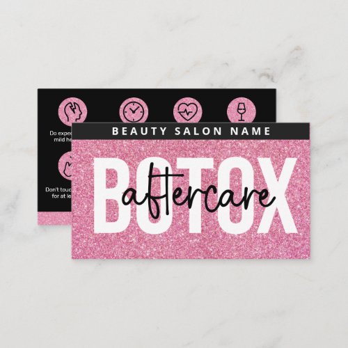 Glitter Pink Botox Filler Instruction Aftercare  Business Card
