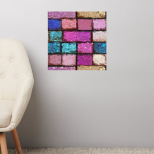 Glitter Pink Brick Pattern Wall Decal
