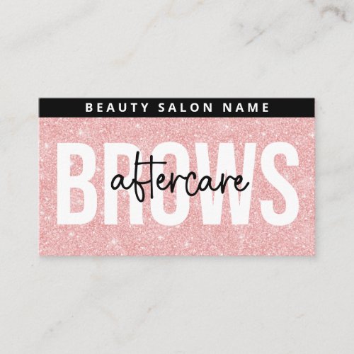 Glitter Pink Brows Aftercare PMU Brow Instructions Business Card