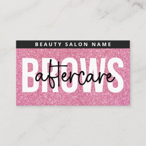 Glitter Pink Brows Aftercare PMU Brow Instructions Business Card