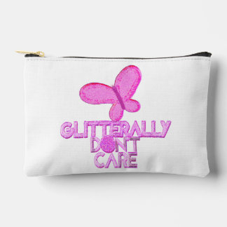 Glitter pink butterfly don't care accessory pouch