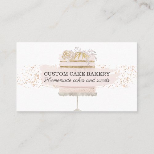 Glitter Pink Cake Bakery Pastry Wedding Business Card