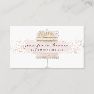 Glitter Pink Cake Floral Bakery Pastry Patisserie Business Card