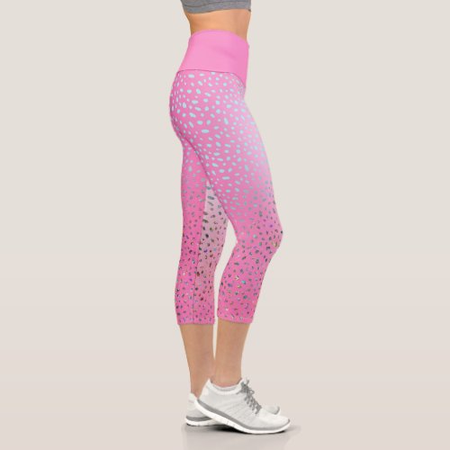 Glitter Pink Cheetah Print Capri Leggings