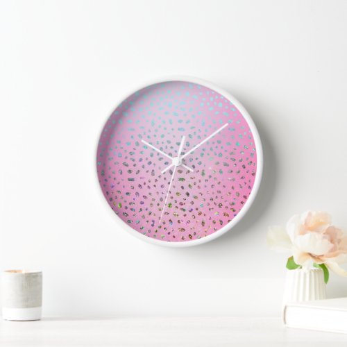 Glitter Pink Cheetah Print Clock