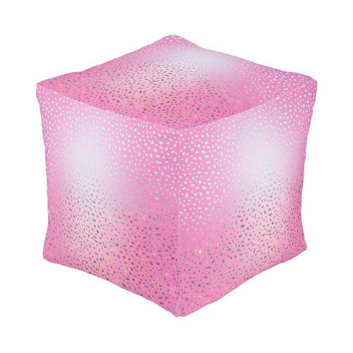 Glitter Pink Cheetah Print Pouf