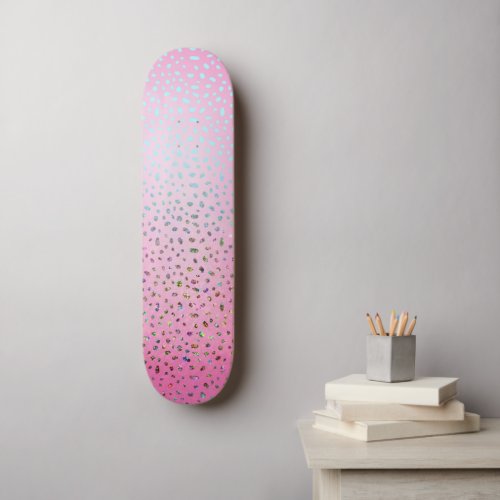 Glitter Pink Cheetah Print Skateboard