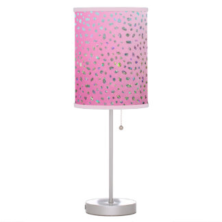 Glitter Pink Cheetah Print Table Lamp