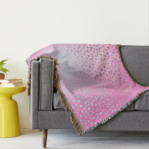 Glitter Pink Cheetah Print Throw Blanket