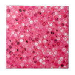 Glitter Pink Circles Ceramic Tile