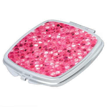 Glitter Pink Circles Compact Mirror