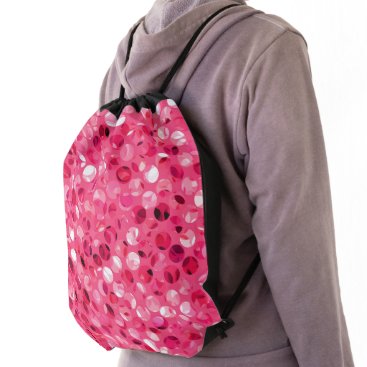 Glitter Pink Circles Drawstring Bag