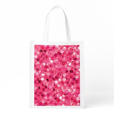 Glitter Pink Circles Grocery Bag