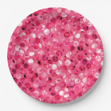 Glitter Pink Circles Paper Plates