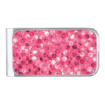 Glitter Pink Circles Silver Finish Money Clip Glitter Pink Circles Silver Finish Money Clip