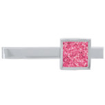 Glitter Pink Circles Silver Finish Tie Bar Glitter Pink Circles Silver Finish Tie Bar