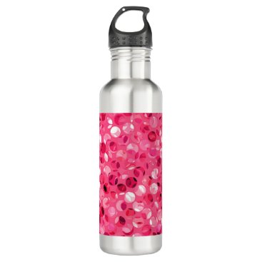 Glitter Pink Circles Stainless Steel Water Bottle