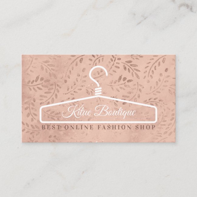Glitter Pink Clothing Boutique Dress Hanger Business Card