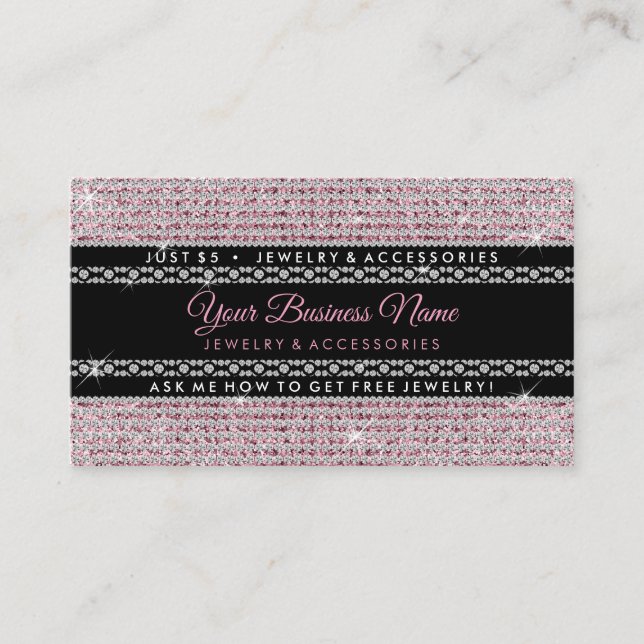 Glitter Pink Diamonds Business Card (Front)