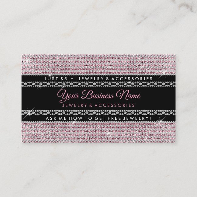 Glitter Pink Diamonds Business Card