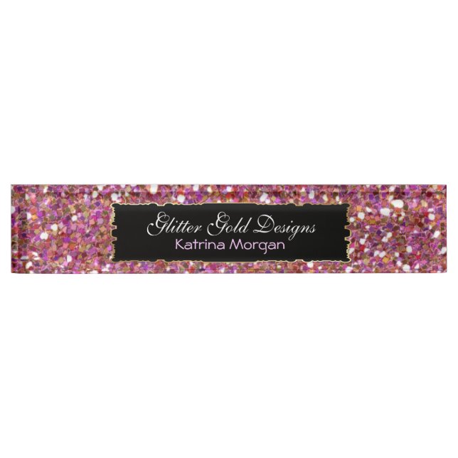 Glitter Pink Elegance Name Plate (Front)