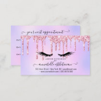 Glitter Pink Eyelash Extension Appointment Busines Business Card