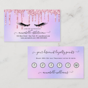 Glitter Pink Eyelash Extension Loyalty   Business Card
